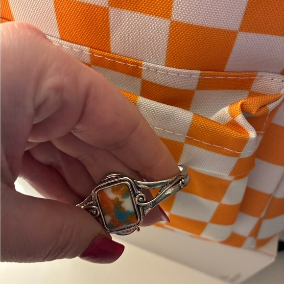 Orange and White Checkered Backpack - Picture 2 of 2